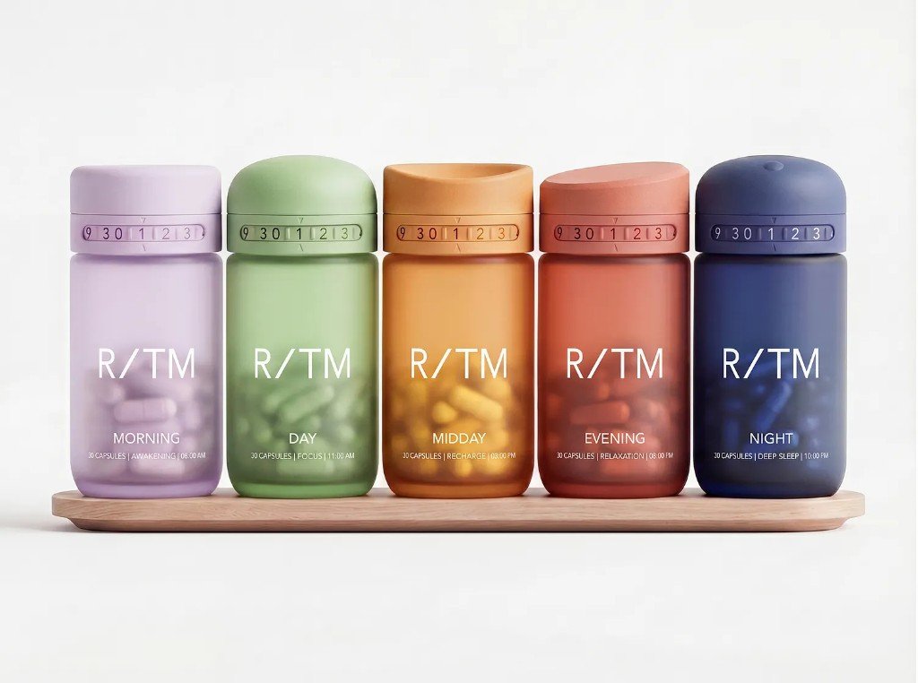 RITM five-product bottle system on tray