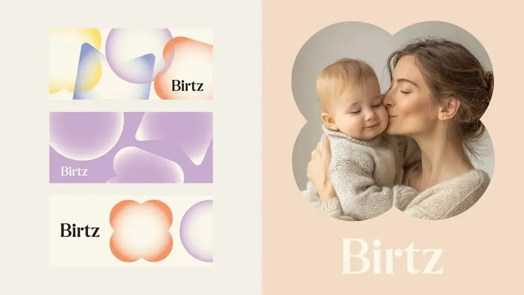 Birtz banners and mother and baby brand imagery