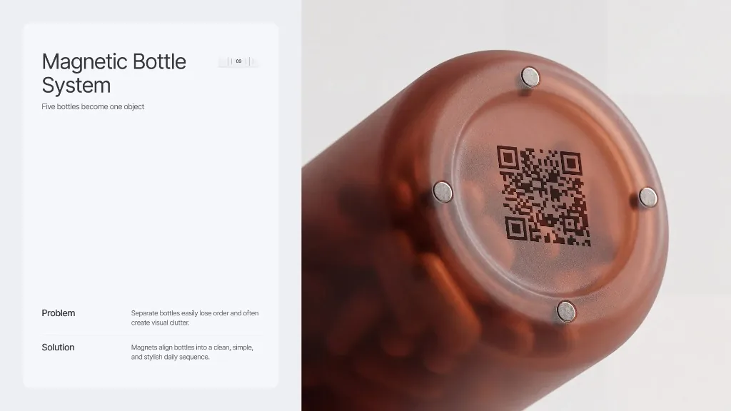 RITM Magnetic Bottle System with base magnets and QR code